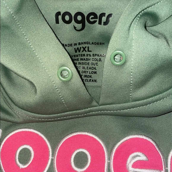 Green Hoodie with Pink 'Rogers' Logo size WXL - Picture 3 of 4